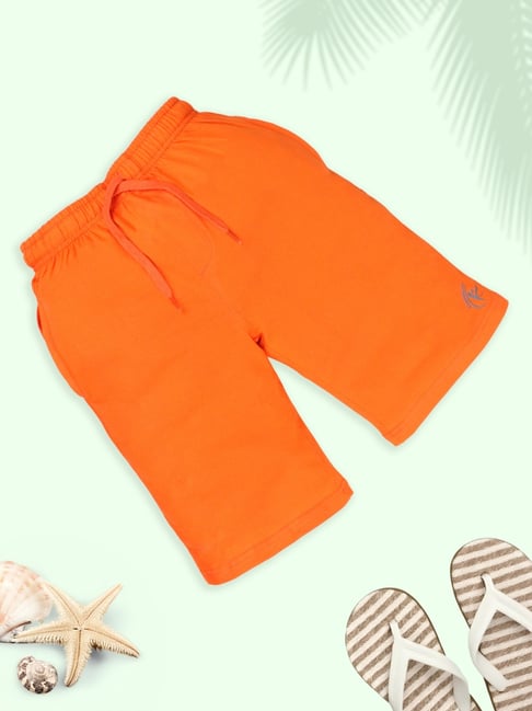 Kiddopanti Boys Orange Cotton Shorts