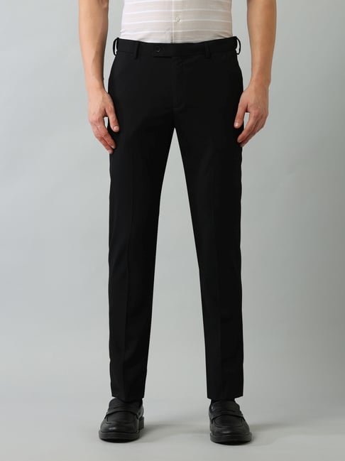 Arrow Black Regular Fit Trousers-picture-39