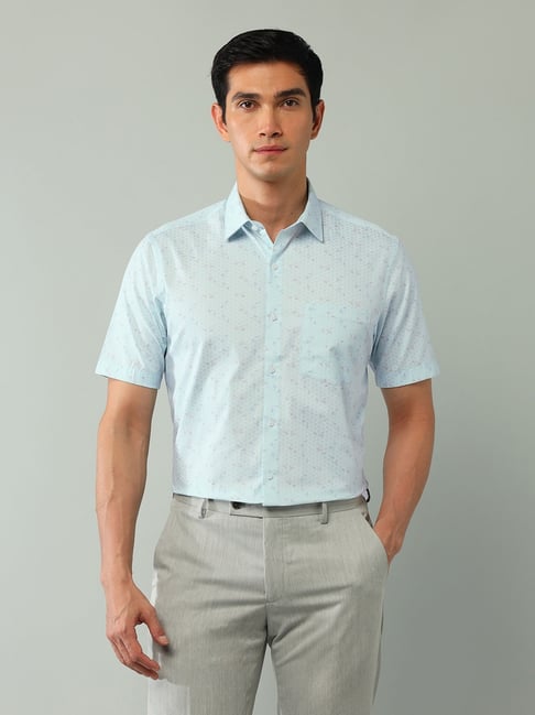 Arrow Blue Cotton Regular Fit Printed Shirt-picture-19