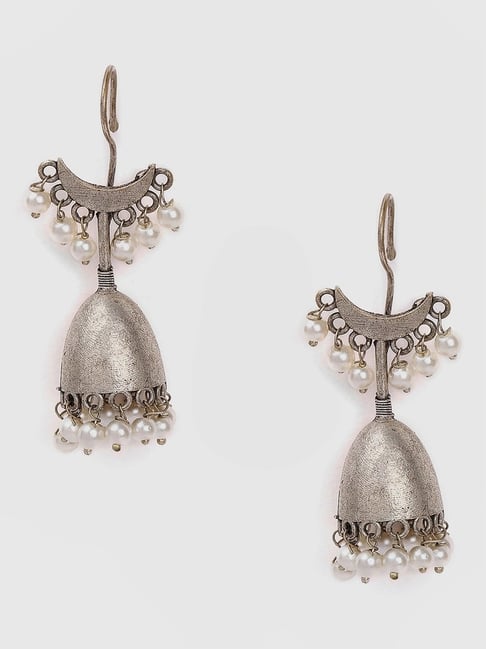 Sohi Silver-Plated Classic Jhumki Earrings-picture-12