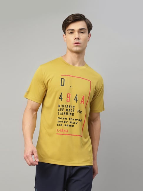 Dida Yellow Polyster Regular Fit Typography T-Shirt-picture-47