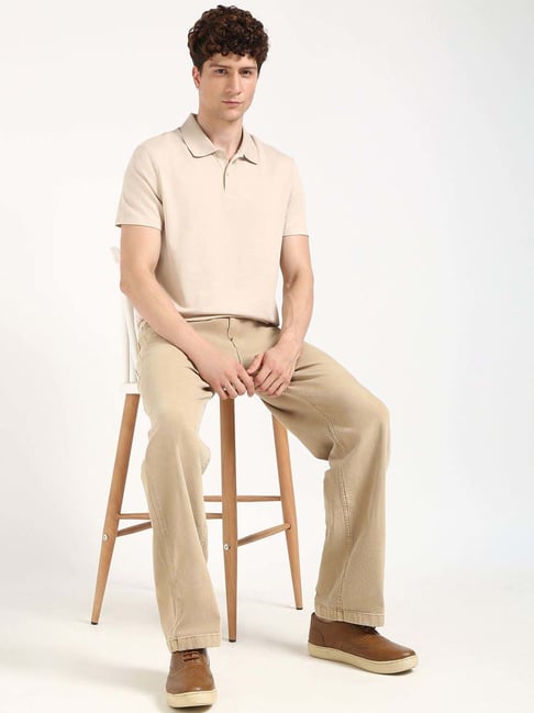 Calvin Klein Jeans Beige Regular Fit Polo T-Shirt