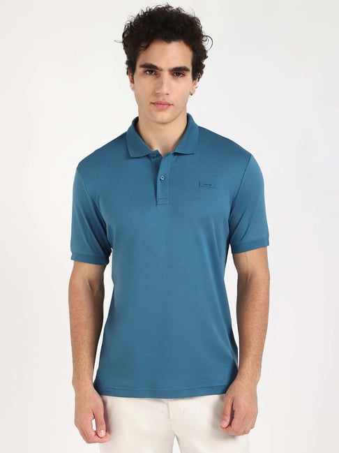 Calvin Klein Jeans Blue Cotton Slim Fit Polo T-Shirt