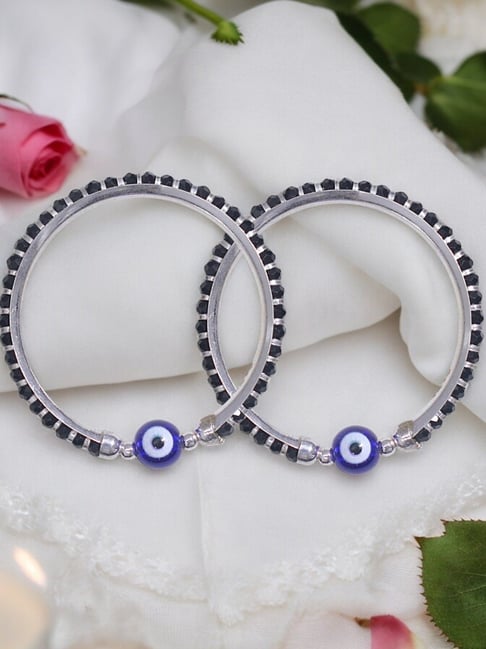 Taraash 925 Sterling Silver Evil Eye Nazariya Bangle for Kids