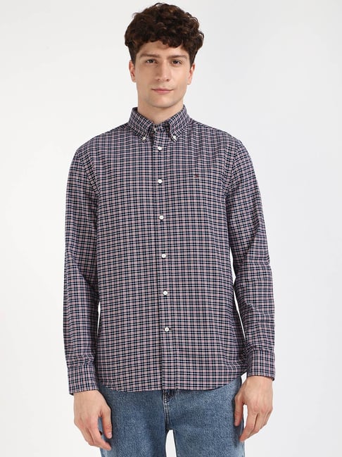 Tommy Hilfiger Night Sky Cotton Regular Fit Checks Shirt-image-41