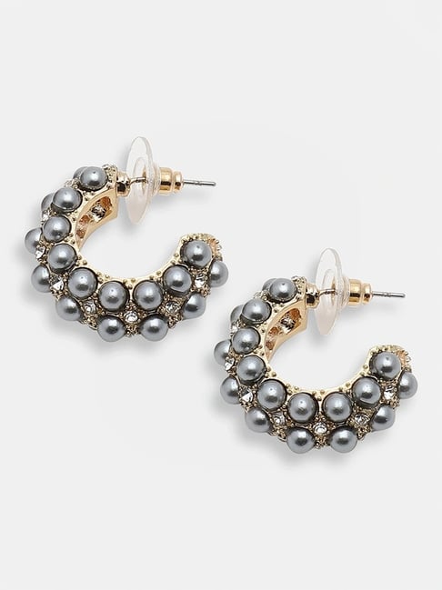 Sohi Gold Plated Party Designer Stone Hoop Earrings-picture-48