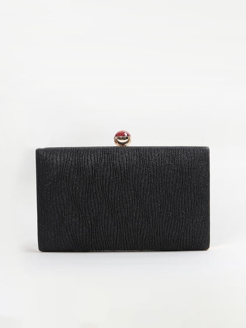 Code by Lifestyle Black Textured Box Clutch-picture-13