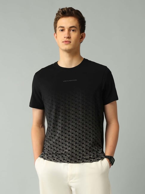 Arrow New York Black Regular Fit Printed T-Shirt-picture-29