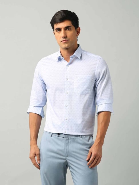 Arrow Blue Cotton Regular Fit Printed Shirt-picture-25