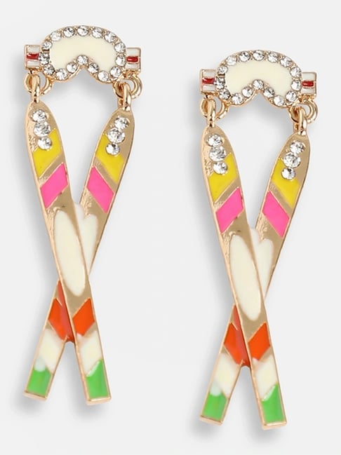 Sohi Gold Plated Party Designer Stone Drop Earrings