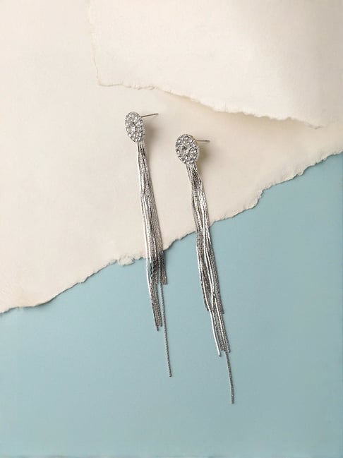 Sohi Silver Plated Designer Stone Party Dangler Earrings-picture-10
