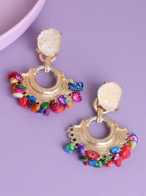 Sohi Gold Plated Designer Stone Party Drop Earrings-picture-47