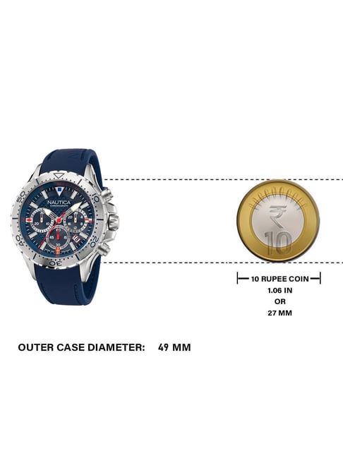 Nautica Orologio Uomo NAPNSF201 - Cronografo 49mm, Quadrante Blu, Cinturino In Acciaio E Silicio - 5