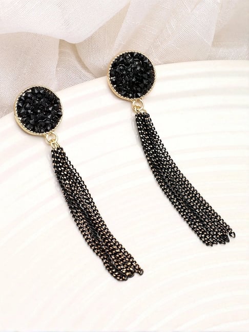 Sohi Gold Plated Party Designer Stone Dangler Earrings-image-22