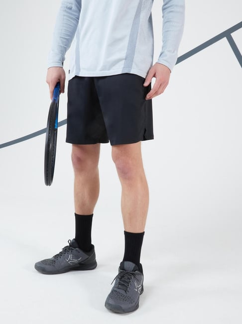 Artengo by Decathlon Black Slim Fit Sports Shorts