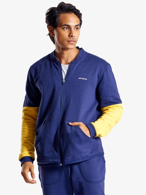 Artengo by Decathlon Blue Slim Fit Colour Block Sports Jacket