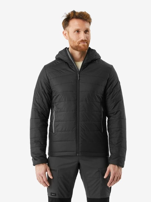 Forclaz by Decathlon Black Slim Fit Quilted Sports Hoodie
