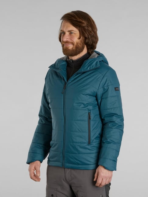 Forclaz by Decathlon Dark Petrol Blue Slim Fit Quilted Sports Hoodie