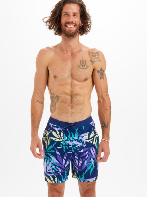Olaian by Decathlon Purple Slim Fit Floral Print Swim Shorts