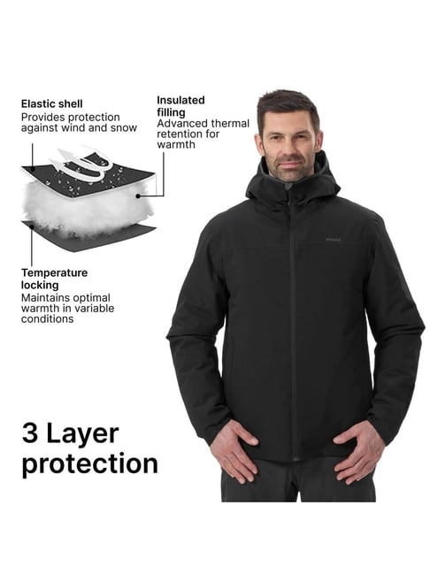 Decathlon Black Waterproof Winter Jacket Waterproof Jacket Wedze
