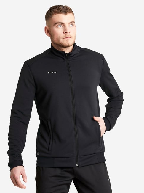 Kipsta by Decathlon Black Slim Fit Sports Jacket