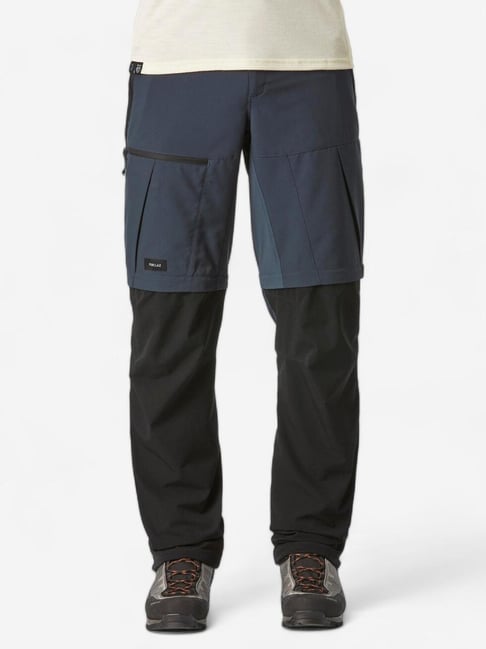 Forclaz by Decathlon Black & Grey Slim Fit Colour Block Sports Trackpants