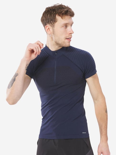 Quechua by Decathlon Asphalt Blue Slim Fit Self Pattern Sports T-Shirt-picture-24