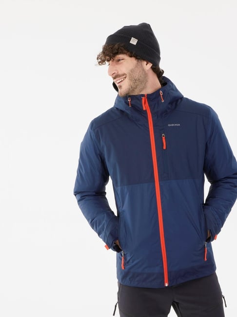 Quechua By Decathlon Asphalt Blue Slim Fit Sports Waterproof Hoodie