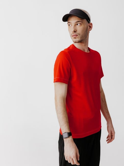 Decathlon Cherry Red Slim Fit Sports T-Shirt