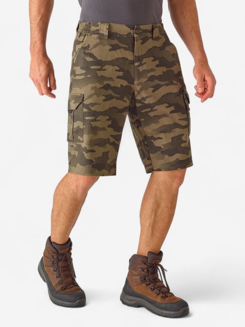 Solognac By Decathlon Brown Slim Fit Camouflage Sports Shorts