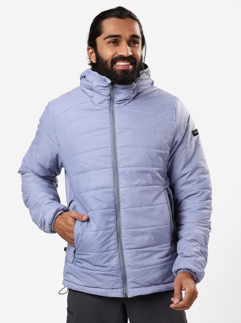 forclaz by decathlon blue slim fit quilted sports hoodie