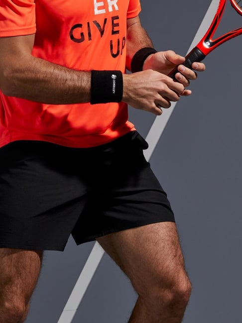 Artengo by Decathlon Black Slim Fit Sports Shorts