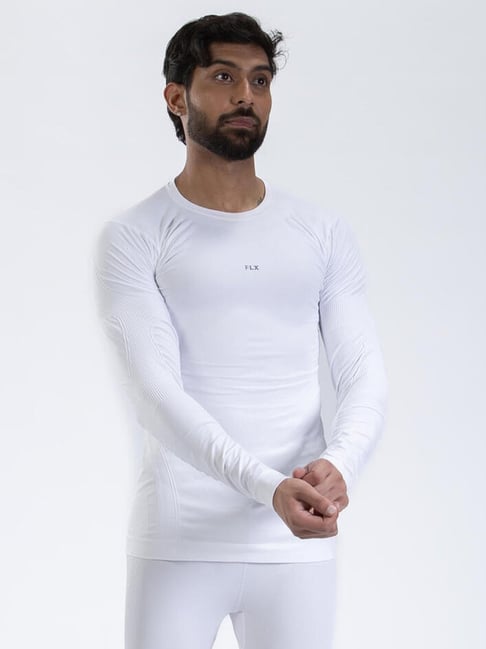 Flx by Decathlon Snow White Skinny Fit Sports T-Shirt