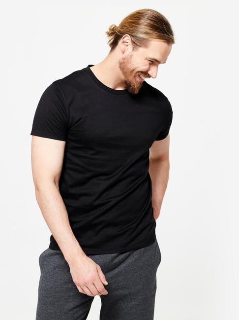 Domyos by Decathlon Black Slim Fit Sports T-Shirt