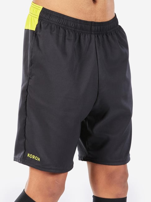 Korok by Decathlon Black Slim Fit Colour Block Sports Shorts