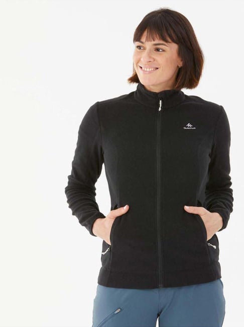QUECHUA By Decathlon Black Plain Fleece Jacket
