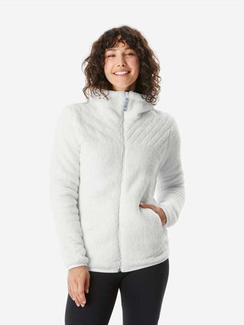 Quechua by Decathlon Snow White Plain Fleece Jacket