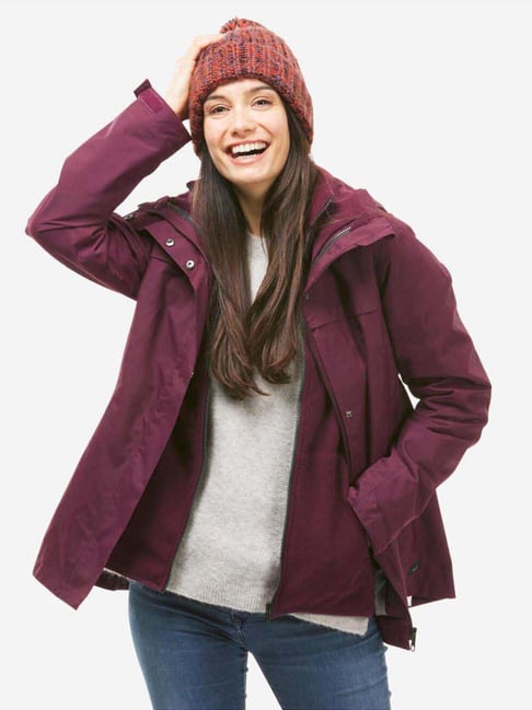 Forclaz by Decathlon Burgundy Plain 3-In-1 Jacket
