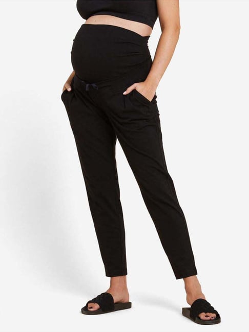 Kimjaly by Decathlon Black Plain Maternity Yoga Trousers