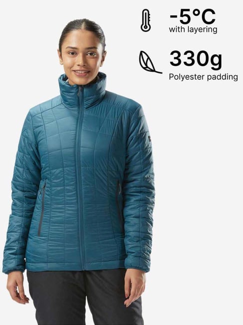 Buy FORCLAZ By Decathlon Dark Petrol Blue Plain Padded Jacket for