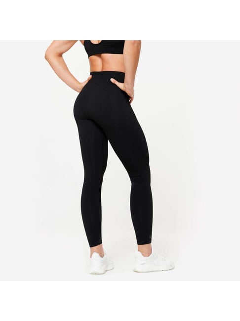 Buy DOMYOS By Decathlon Black Plain Leggings for Women Online