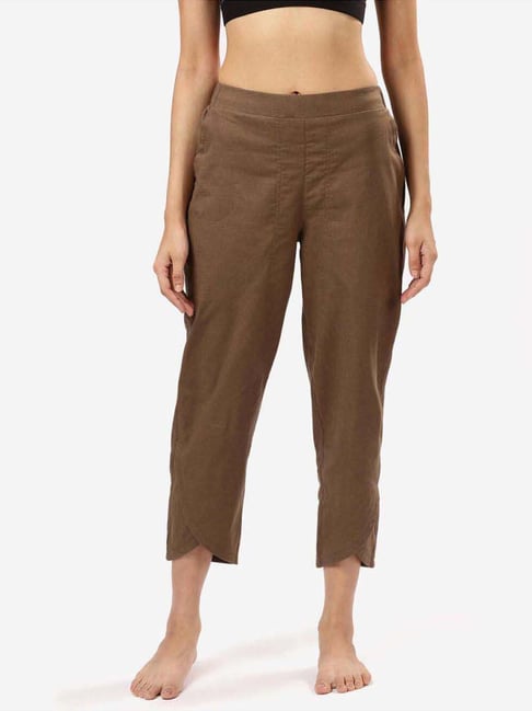 Kimjaly by Decathlon Brown Plain Yoga Pants