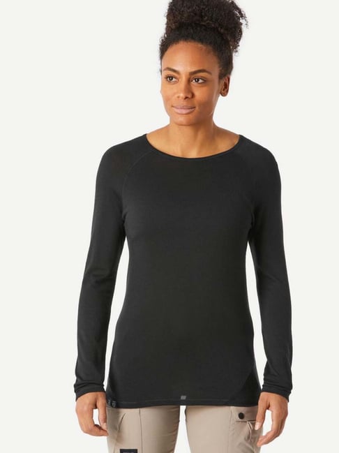 Decathlon Womens Black Shirt Long Sleeve Forclaz By Decathlon