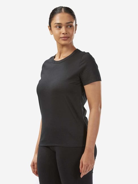 Domyos by Decathlon Black Cotton Plain Sports T-Shirt