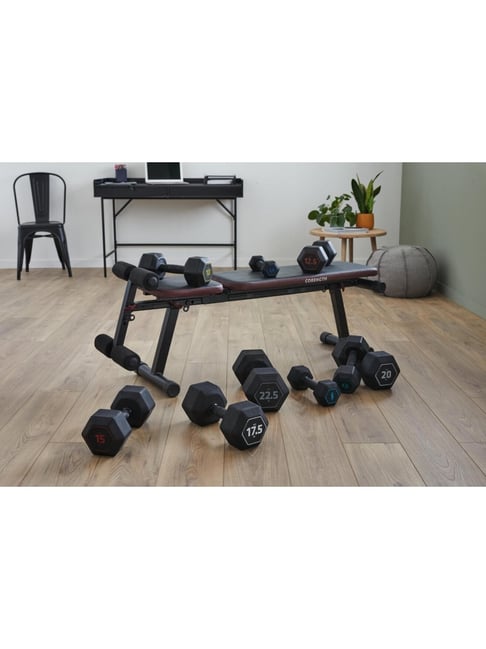 Corength by Decathlon kg Cross Training and Weight Training Hexagonal  Dumbbell Black