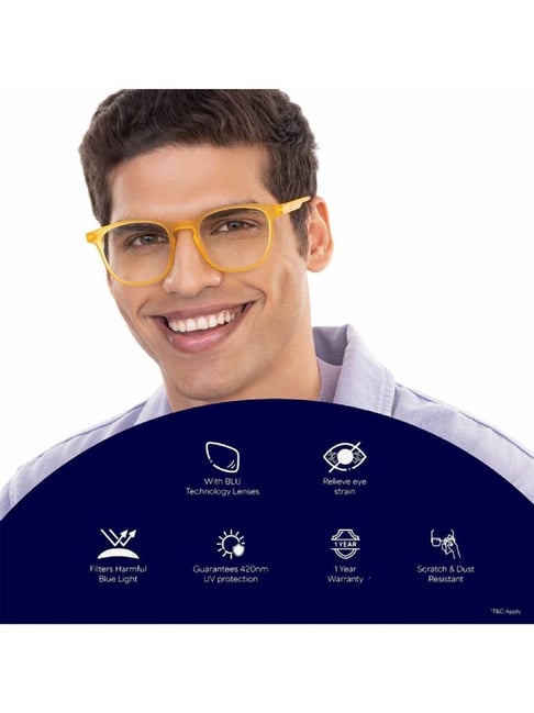 Buy Lenskart Blu LB E14058 Amber Square Computer Glasses Online At