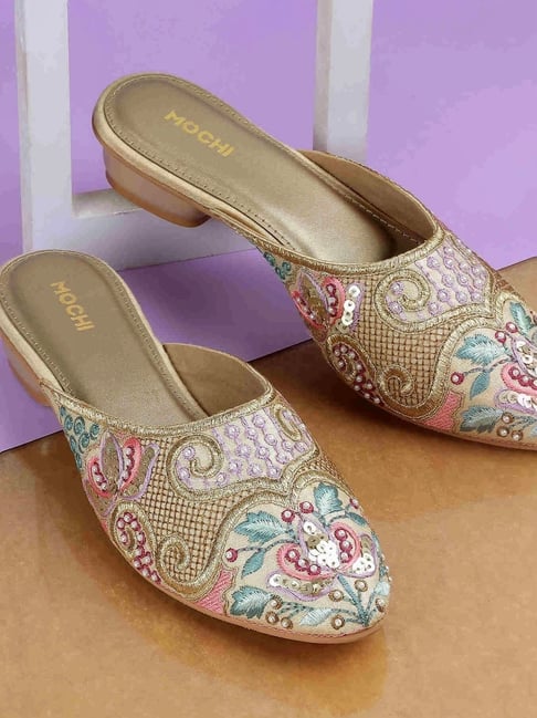 Mochi Women's Gold Mule Shoes