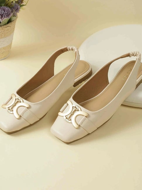 Mochi Women's Off White Back Strap Sandals-picture-37
