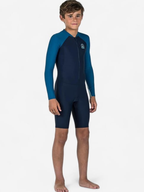 Nabaiji by Decathlon Kids Blue Color Block Full Body Swimsuits