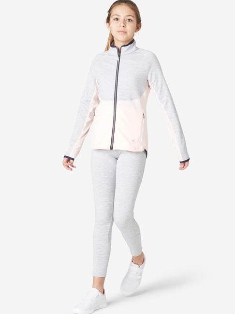 Decathlon Kids Pale Grey Color Block Tracksuits